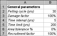 General model parameters on {Models} worksheet